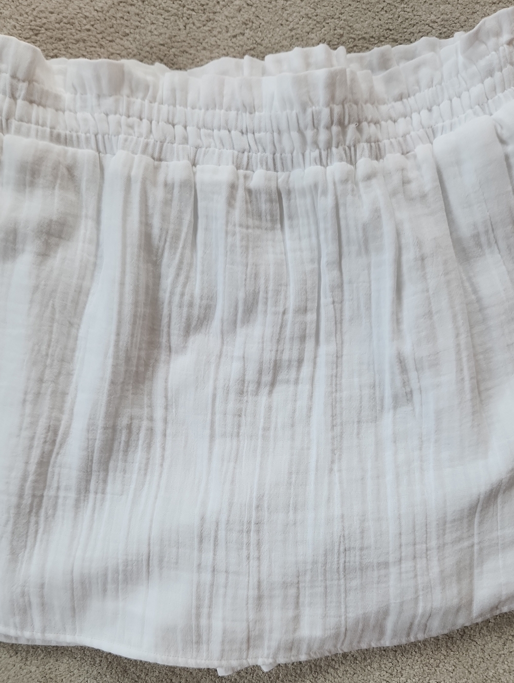 Crinkle Gauze Ruffle Waist Mini Skort White Cotton - Medium